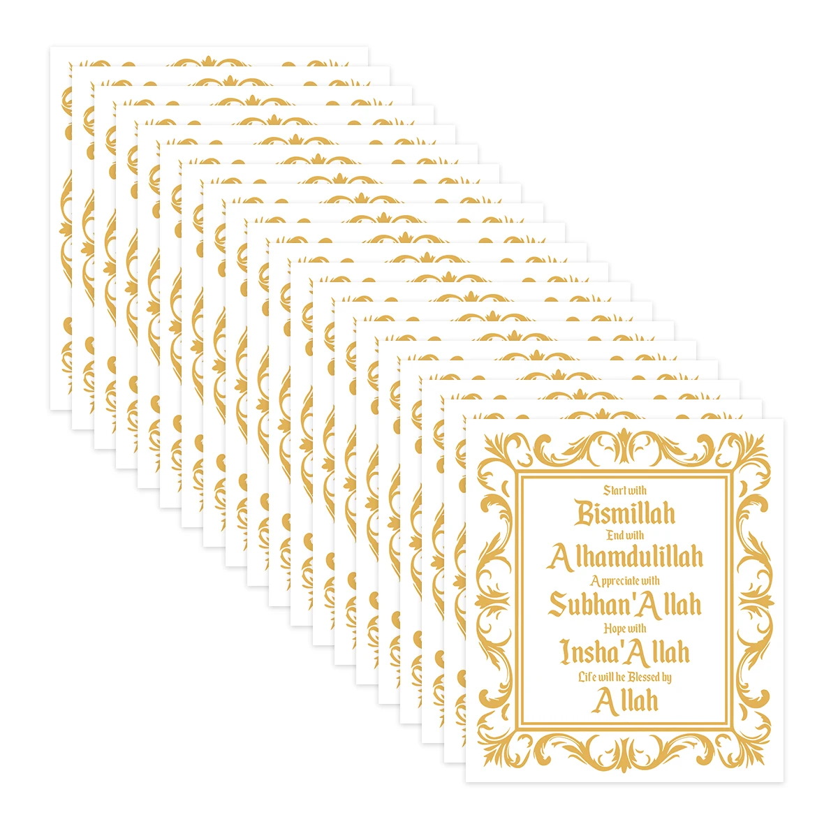 20 Stück islamische Aufkleber für Eid Mubarak-Dekoration, goldene und schwarze selbstklebende Aufkleber, Tags für Geschenkverpackung, Kerze, Flasche und Box