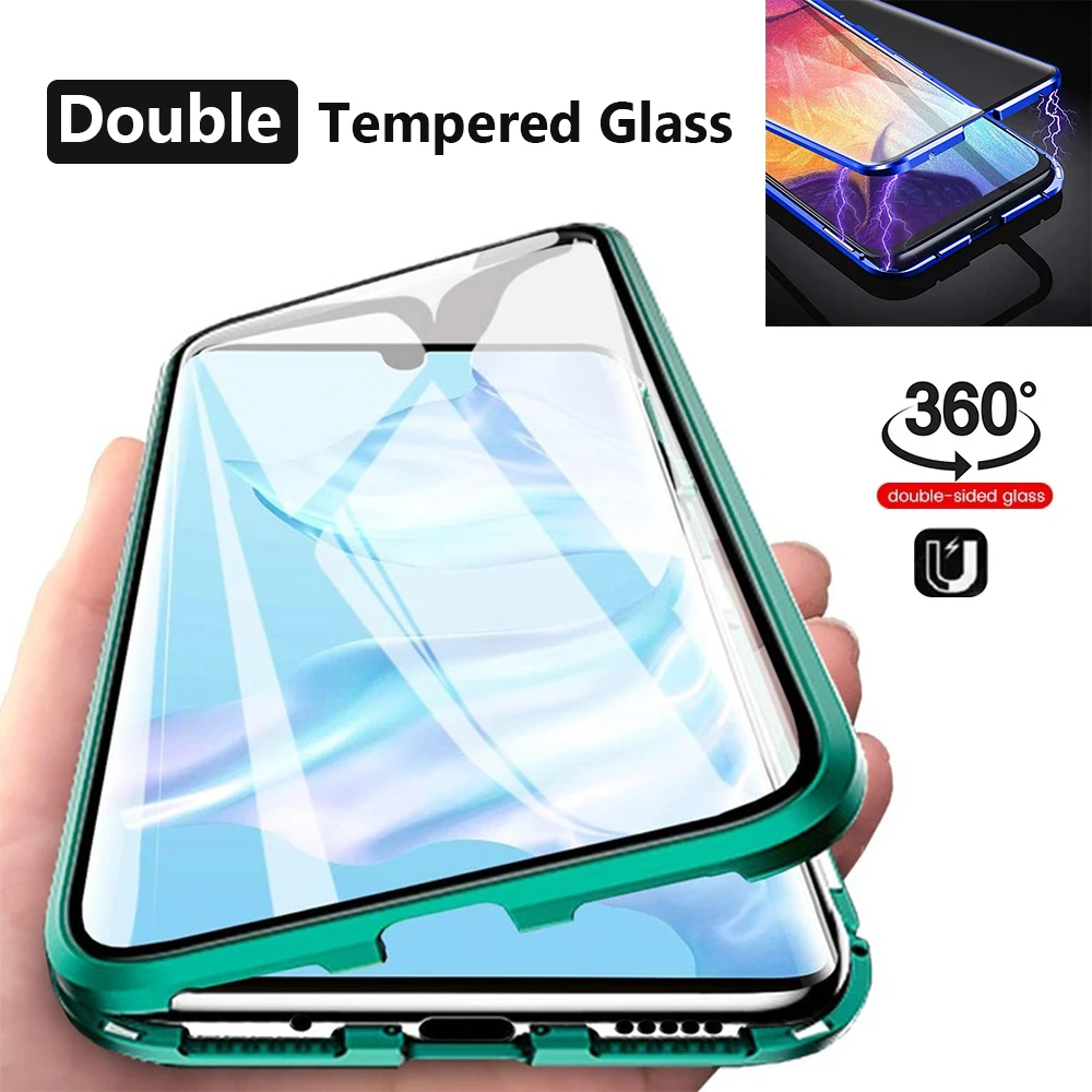 New 360 Metal Shockproof Cover For Oppo A54 5G Magnetic Flip Case For Oppo A54 Cases Double Glass Oppo A 54 Coque A54 Funda