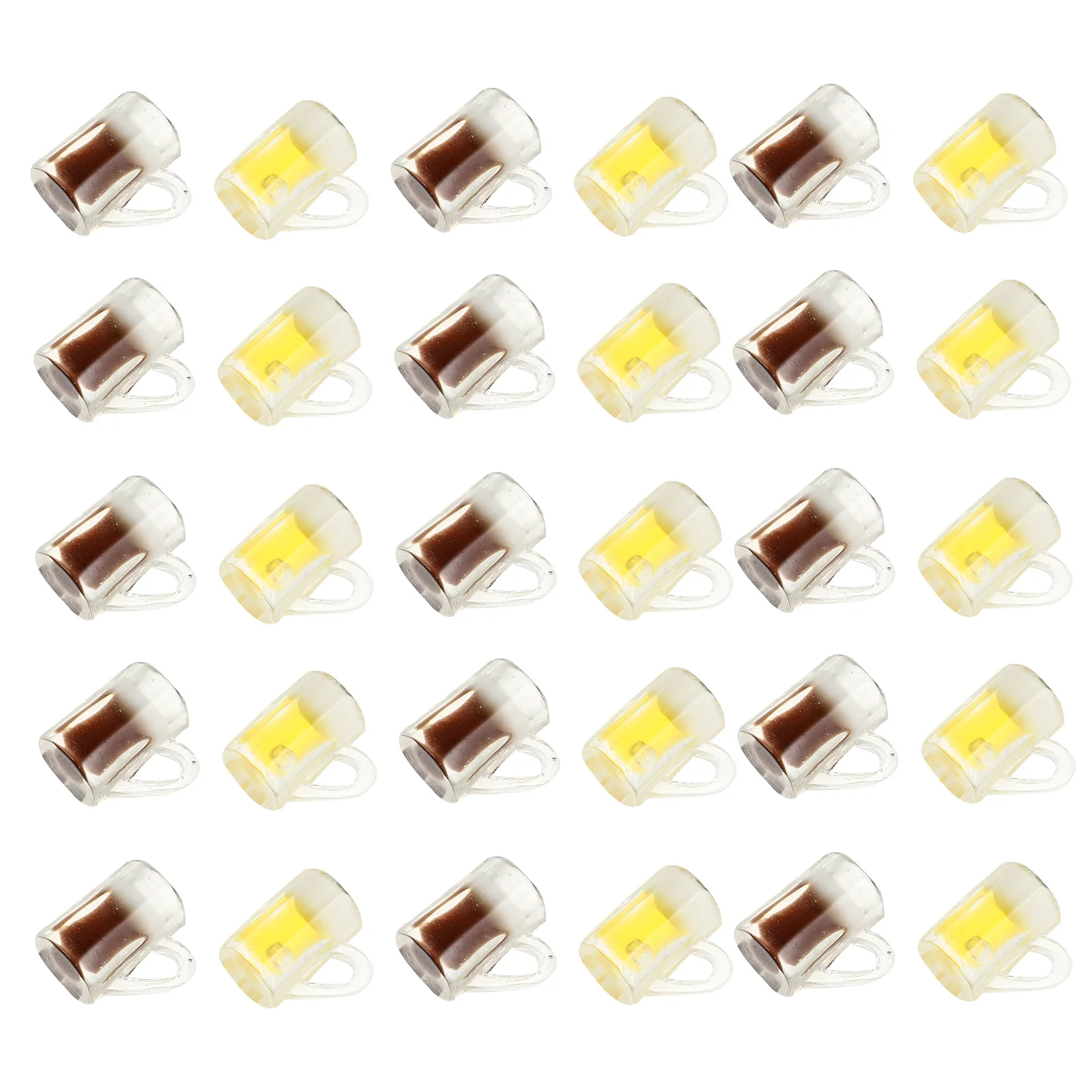 30 Pcs Resin Bottle Display Cups Miniatures Decor Models 15 Yellow 15 Coffee Brown Lightweight Simulation Design Material