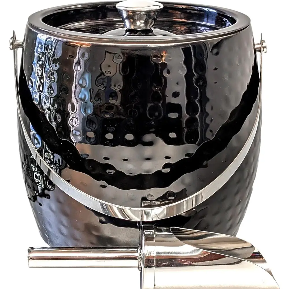 

3-QT Insulated Ice Buckets or Parties with Lid and Scoop - Iceberg Anchored Wine Chiller Champagne Bucket or Cocktail Bar, Metal