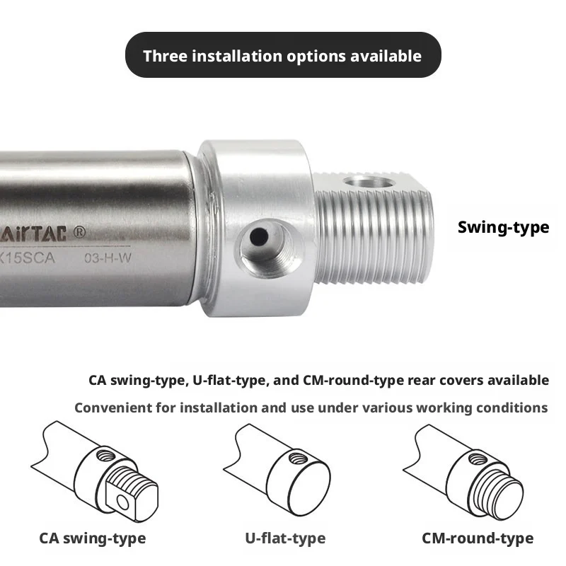 AirTAC MAC 16/20/25/32/40-20/50/75/100/150/175/200/300/500 Stainless Steel Mini Cushioned Double Acting Air Cylinder
