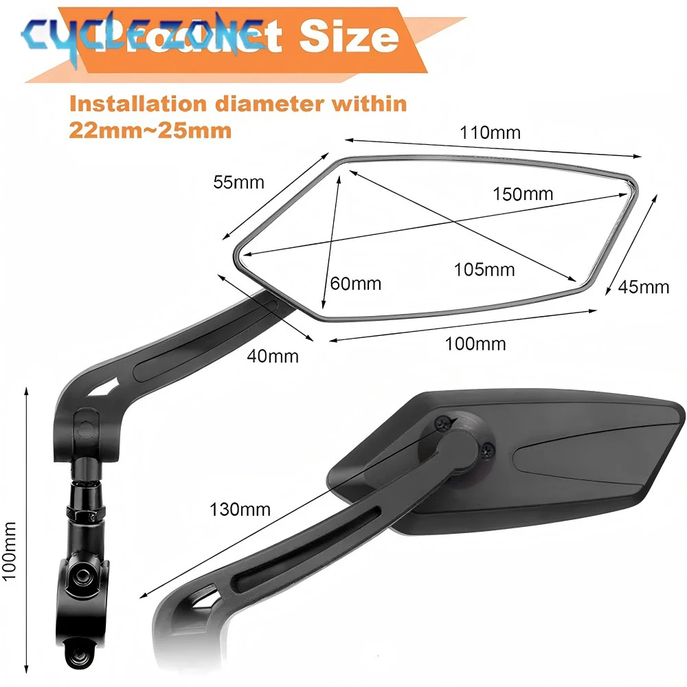 Espejo retrovisor de bicicleta ajustable de 360 grados, espejos retrovisores para manillar de bicicleta de montaña y carretera, accesorios de seguridad para ciclismo