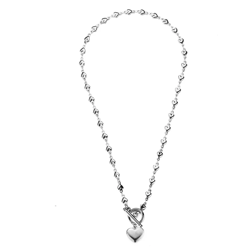 MisenBaBa Stainless Steel Heart Choker Necklaces For Woman New Fashion Heart Necklace Jewelry Gift
