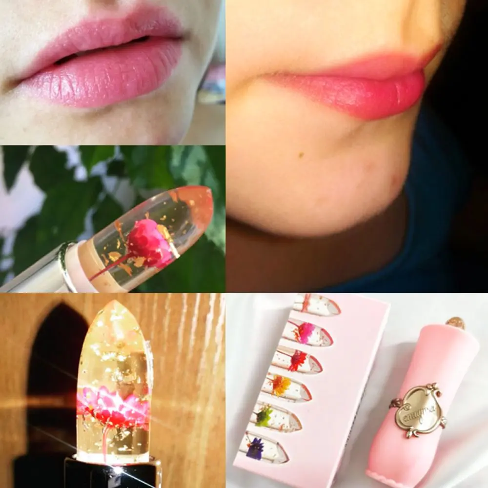 For For Emaymei Magic Jelly Flower Lipstick Temperature Sensitive Color Changing Moisturizer Waterproof Lip Care Gloss