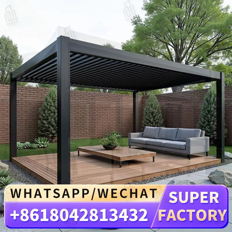 

Aluminum Louvered Pergola with Motorized Roof for Modern Outdoor Building in Gardens Balconies Patios pergola