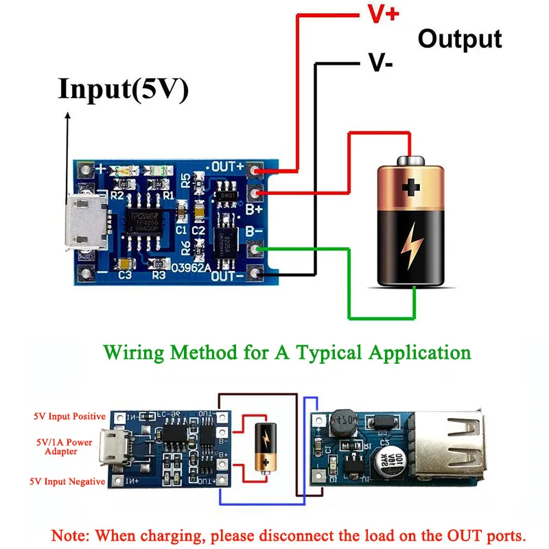 TP4056 18650 Lithium Battery 3.7v 3.6V 4.2V Lithium Battery Charging Board 1A Overshoot and Over Discharge Protection