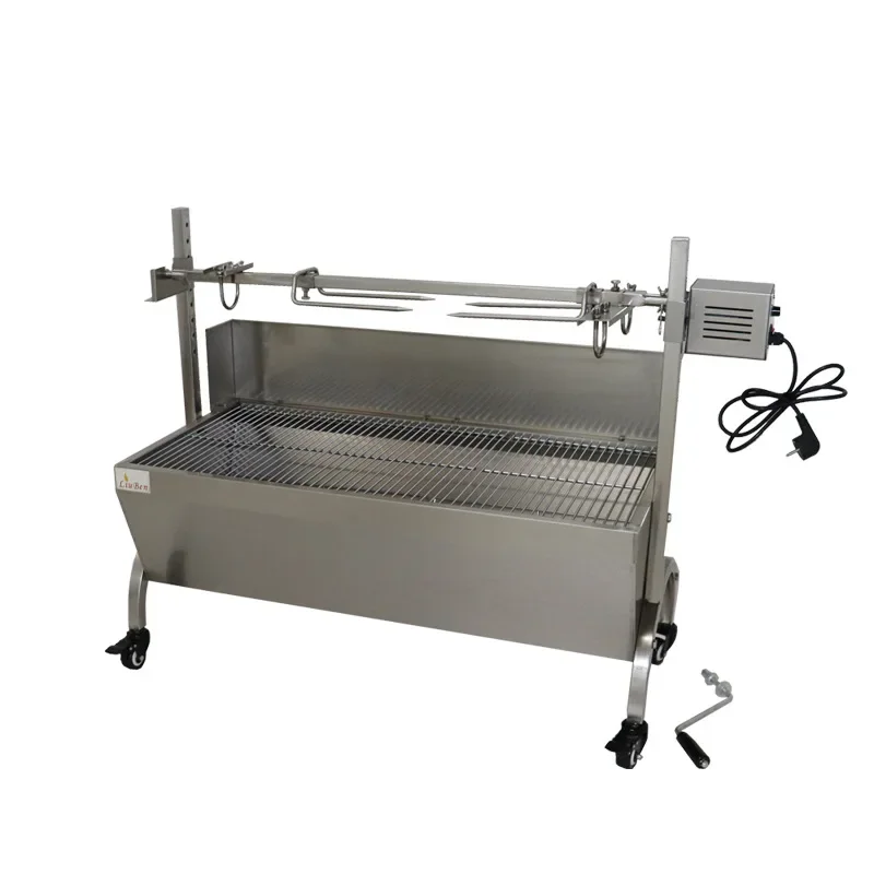 Manual Electric 2-in-1 Charcoal Grill Picnic BBQ All Stainless Steel Outdoor Charcoal Grill