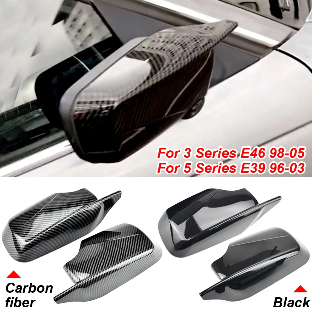 For BMW E46 E39 4 Door 3 Series 1998-2005 High Quality Door Rearview Mirror Cover Cap Side Black 2021 M3 M4 Style