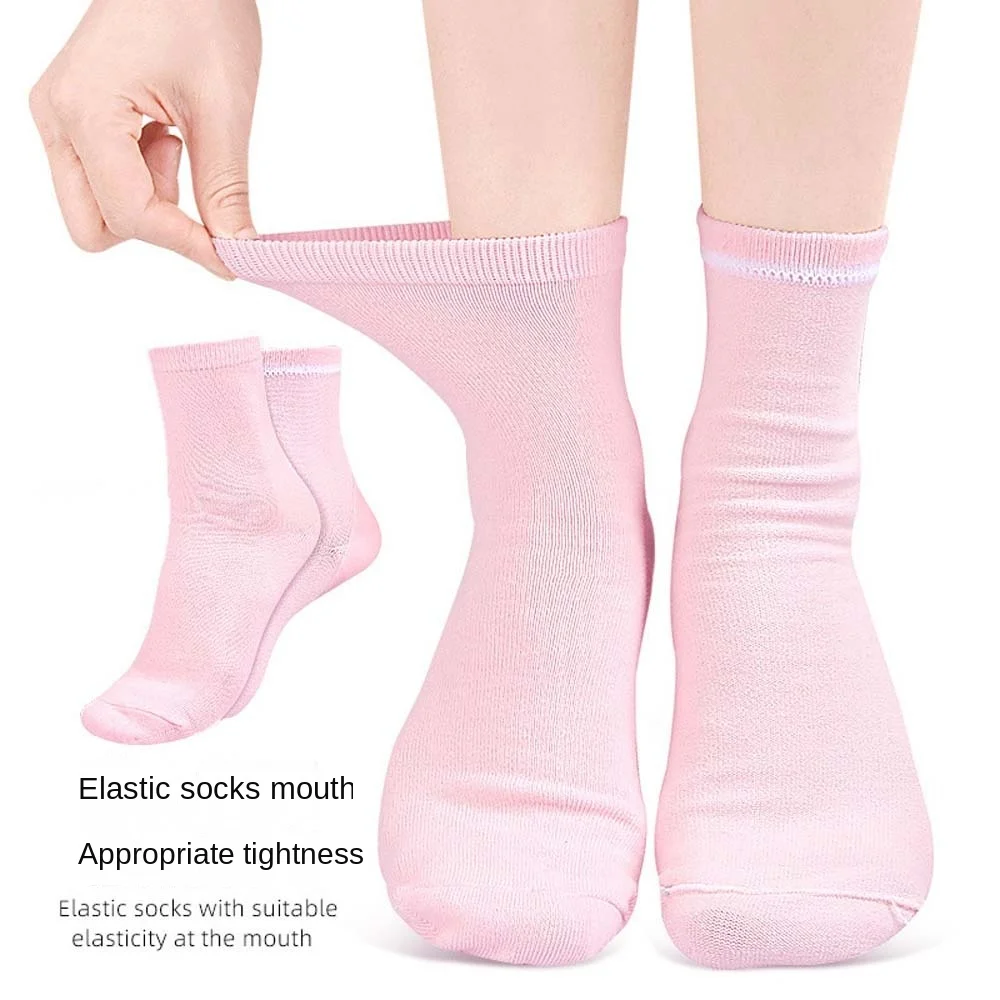 Heel Sleeve Pads Heel Gel Care Socks Plantar Fasciitis Support Female Socks Solid Color Ankle Socks Feet Care Foot Skin