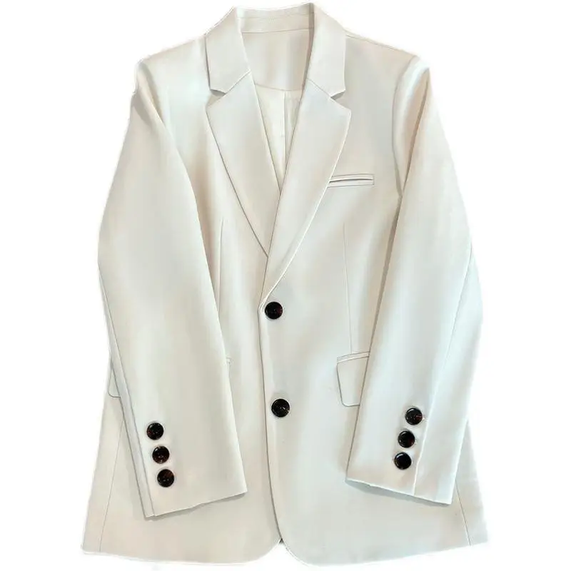 Veste de bureau à boutonnage simple pour femmes, blazers chics vintage, vêtements d'extérieur décontractés, rue frite, nouveau, coréen, printemps, 2025