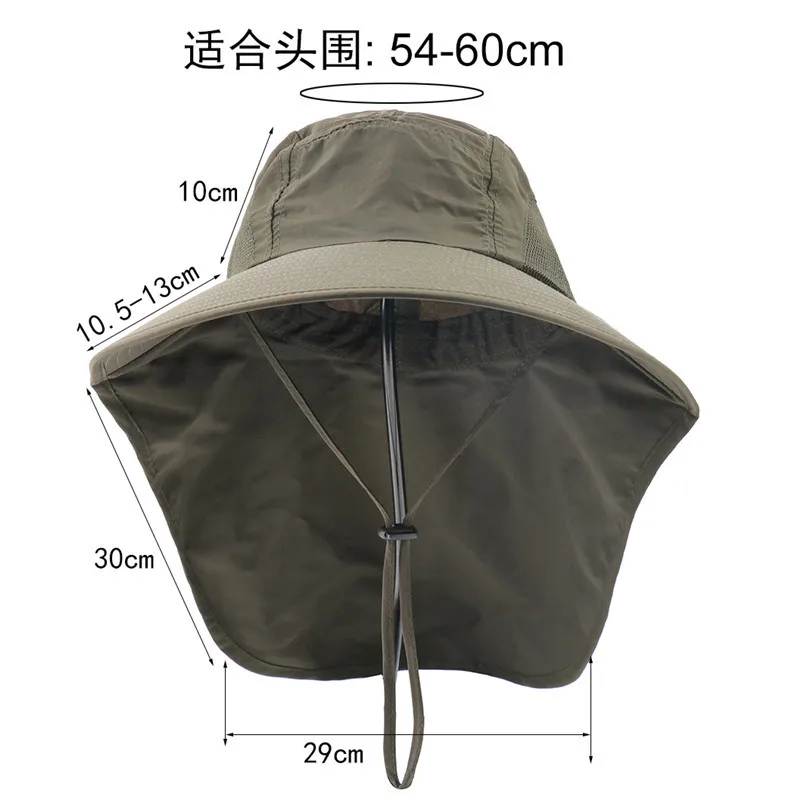 Outdoor Fisherman Hat Men Women Summer Quick Drying Neck Protection Bucket Hats Anti-UV Sun Hat Breathable Fishing Hunting Caps