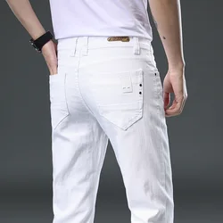 2024 New in Fashion Slim Men's Clothing Jeans Straight Classic Style White Soft Trousers Brand Male Denim Trousers