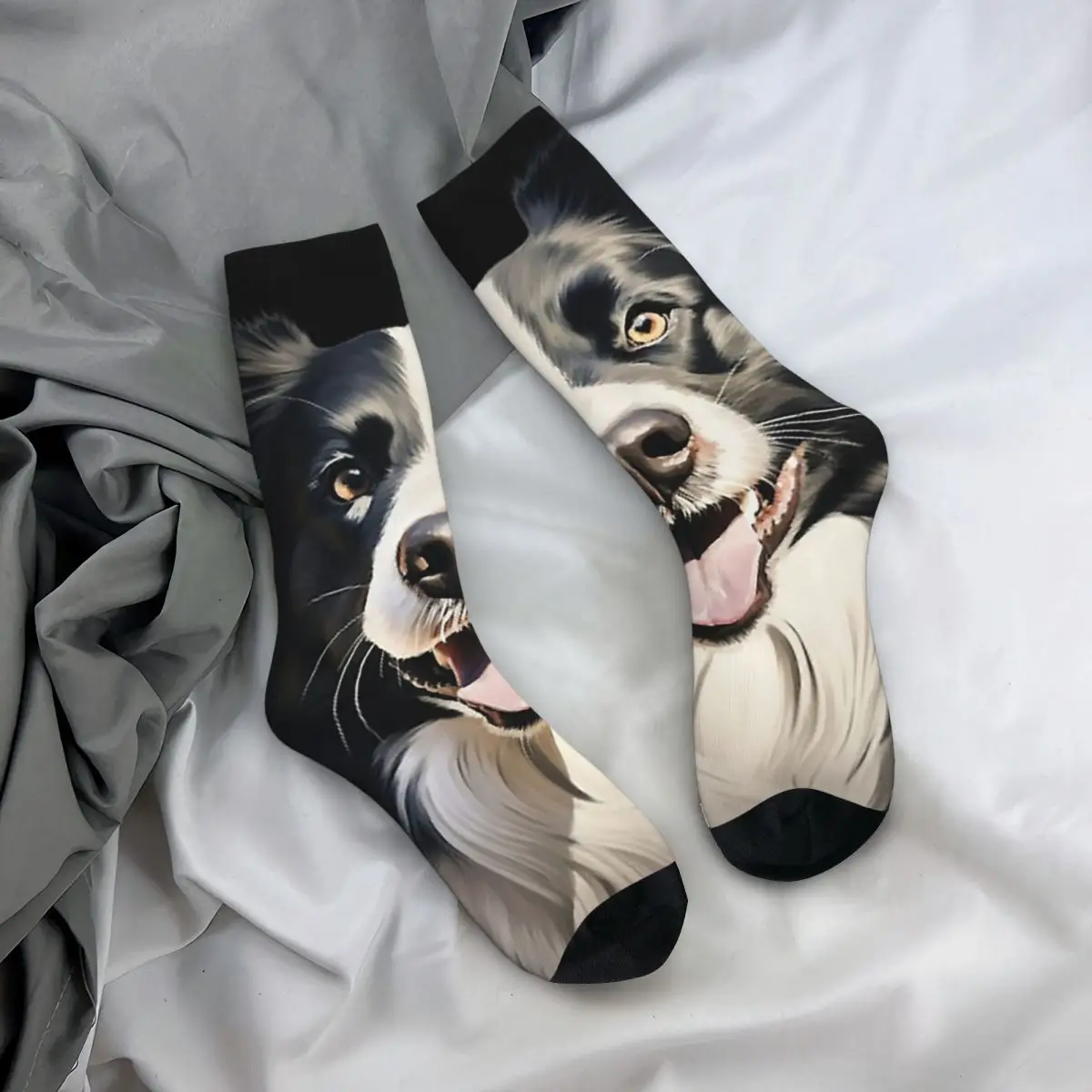 Chaussettes Harajuku Border Collie, bas super doux, chaussettes longues toutes saisons, accessoires pour cadeau d'anniversaire unisexe