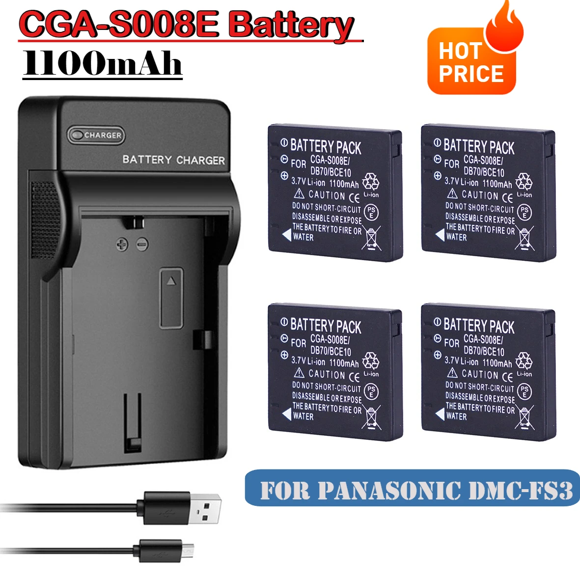 CGA-S008E DMW-BCE10E VW-VBJ10E Зарядное устройство для Panasonic DMC-FS3 FS5 FS20 FX30 FX33 FX35 FX36 FX37 FX38 FX55 FX500 FX520 TA1