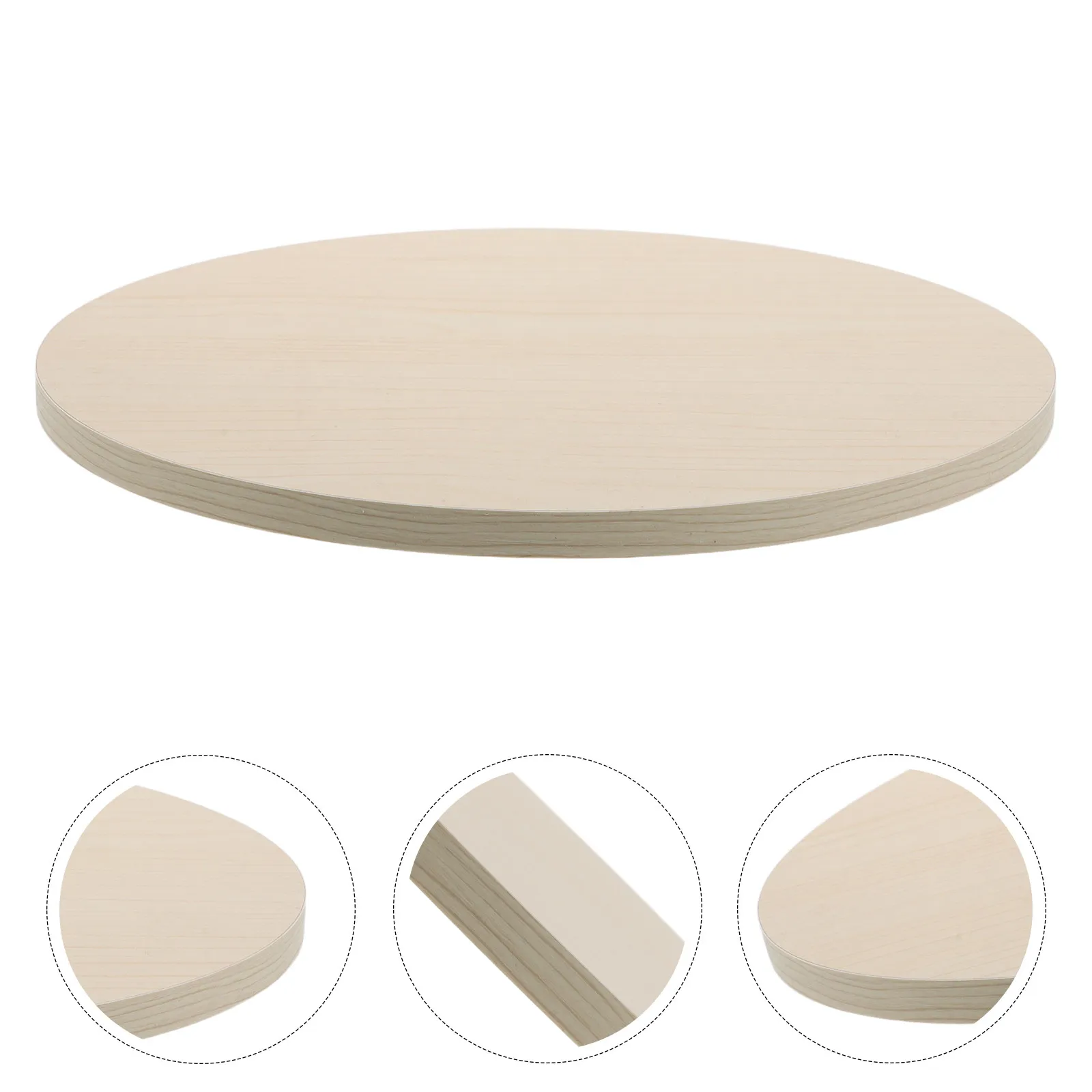 Round Wooden Table .6 Inch Thick Solid Wood Coffee Tabletop Replacement Small End Table Rustic Style Beige