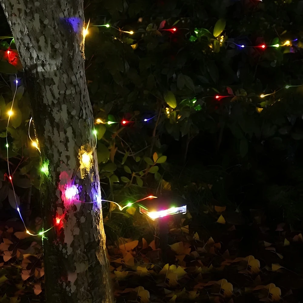 Outdoor Solar Powered Camping String Light Garden Stake Lamp Multifunctional Ambient Decorative Lamp for Backyard Lawn