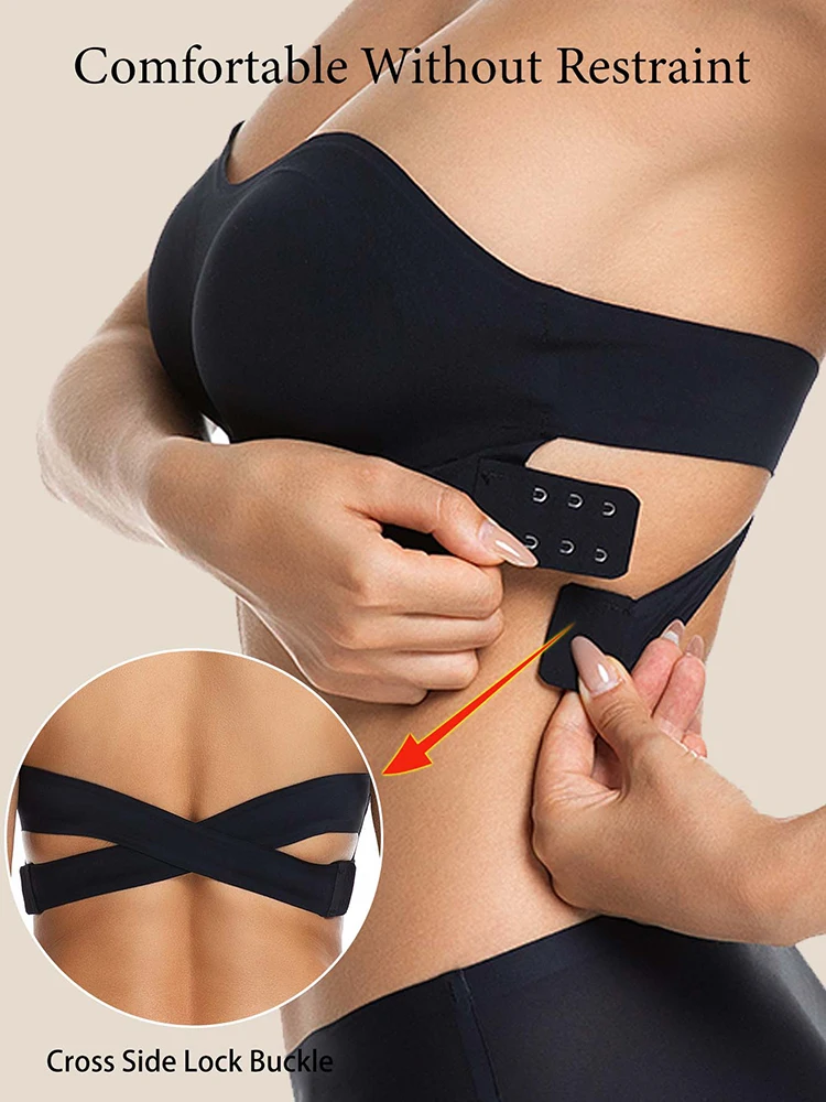 Female Removable Padded Soft Ice Silk Traceless Brasseries Wire Free Side Buckle Bra For Women Invis
