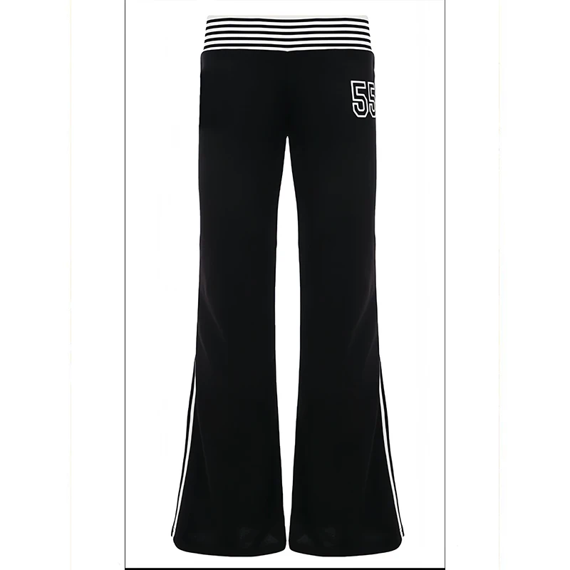 2026 Spring Summer  Women High Street American Retro Flared Pants Y2k Low Rise Long Trousers College Harajuku 2000s Bell Bottom