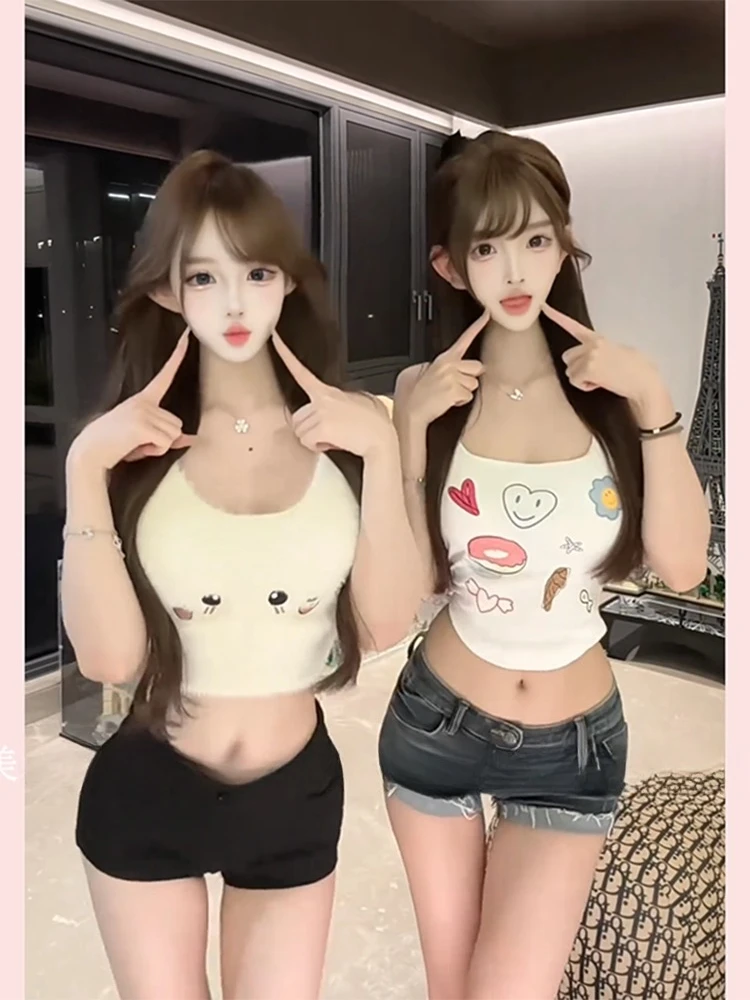 Aussie favoriete Lolita zoete pluizige haltertop, meisjes cami uit één stuk met ingebouwde bh, schattige pluche gewatteerde crop top MOYISU sexy T