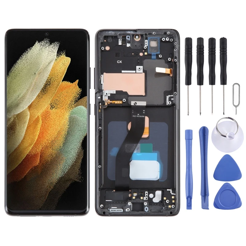 For Samsung Galaxy S21 Ultra 5G SM-G998B OLED LCD Screen and Digitizer Full Assembly with Frame