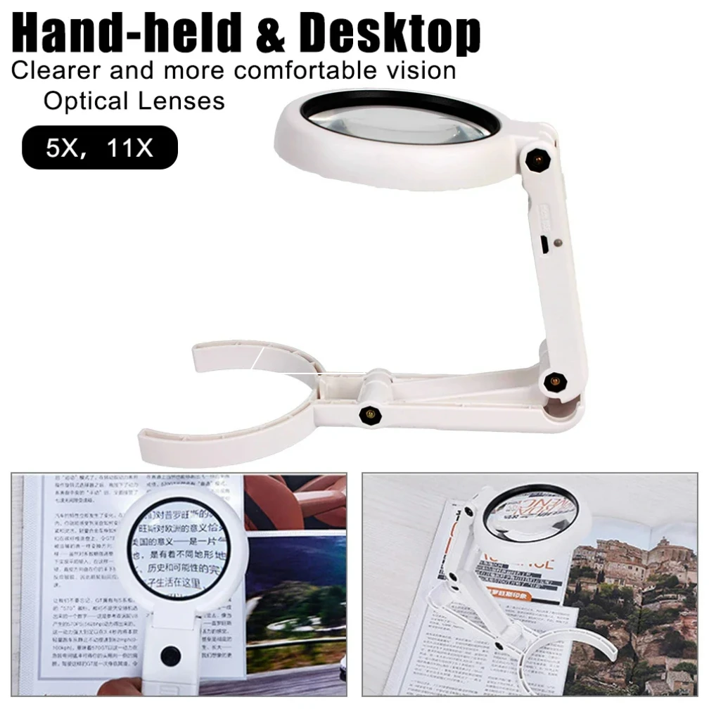 

XMSJ 11x Magnification Magnifying Glass Hand-held 8 LED Light Jewelry Magnifying Glass Multi-purpose Portable Design 2025 new