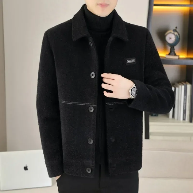 

2023 Winter Thickened Warm Short Woolen Jacket Men Solid Color Casual Trench Coat Office Social Streetwear Overcoat Men Clothong