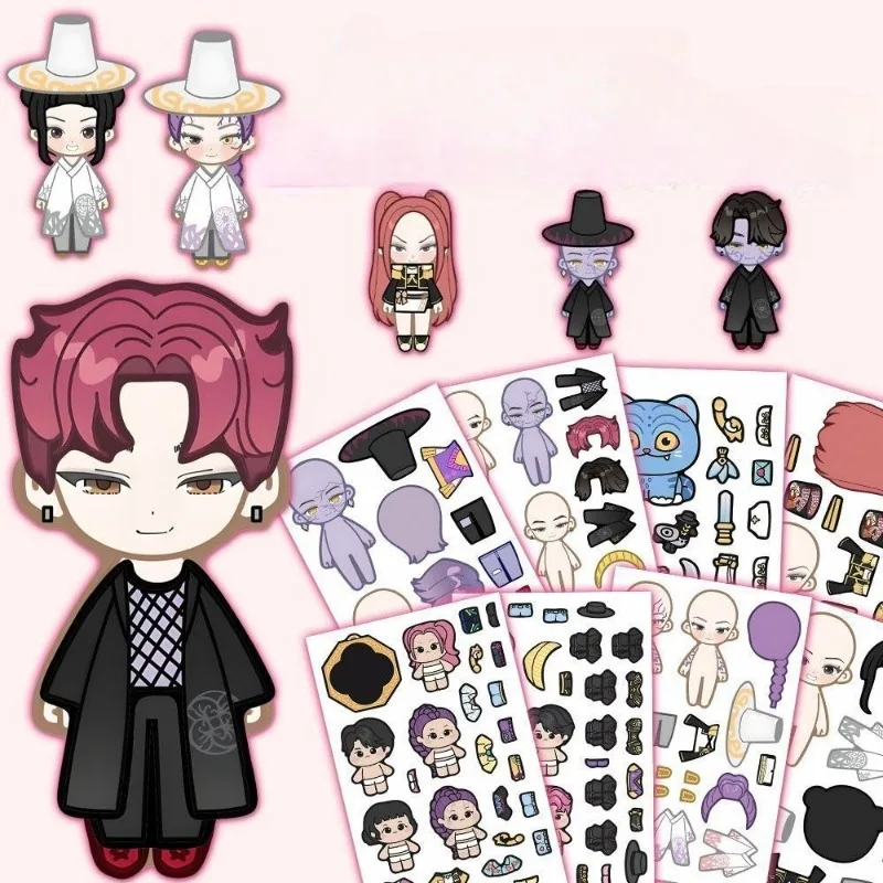 8PCS KPop 데몬 헌터스 DIY 스티커 세트 데칼 Q 버전 귀여운 만화 시리즈 노트북, 여행 가방, 생일 장식에 적합