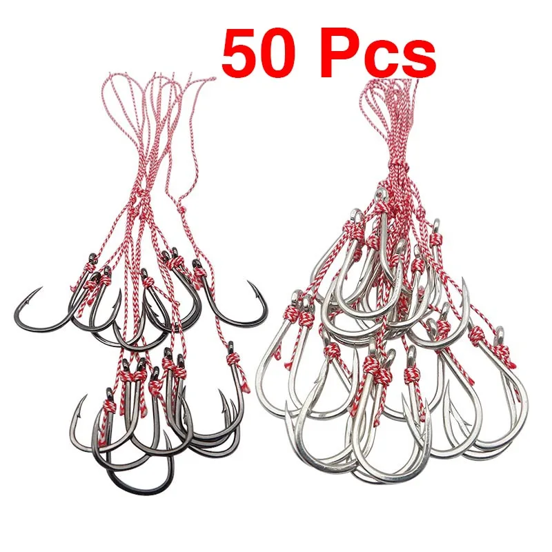 50 Pcs Jigging Jig Double Hook Snapper Fishing Lure Kabure Jigging Madai Assist Tackle Hooks for Angling