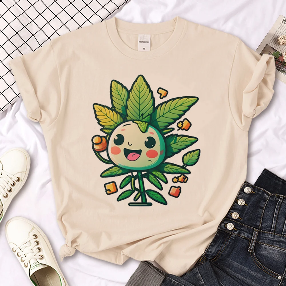 Weed top women manga t shirt female y2k funny harajuku clothes