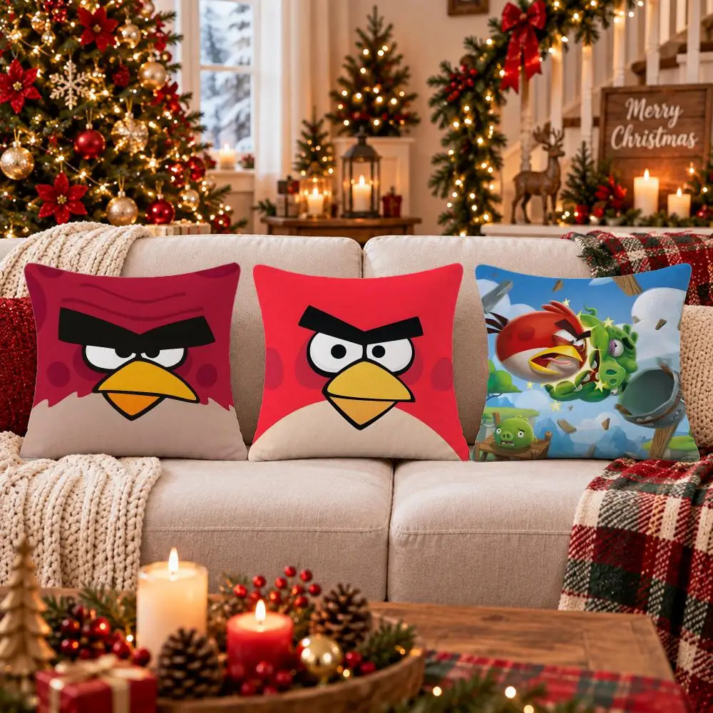 Game Angry Birds Cushion Cover Cushion Cover Soft Plush Cushion Covers Fluffy Throw Pillow Cases for Sofa Bedroom
