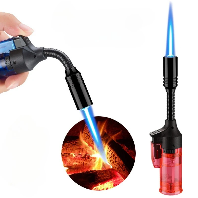 Windproof Hose 360 ° Rotating Inflatable Lighter Large Capacity Jet Flame Turbine Ignition Gun for Outdoor Camping Tool