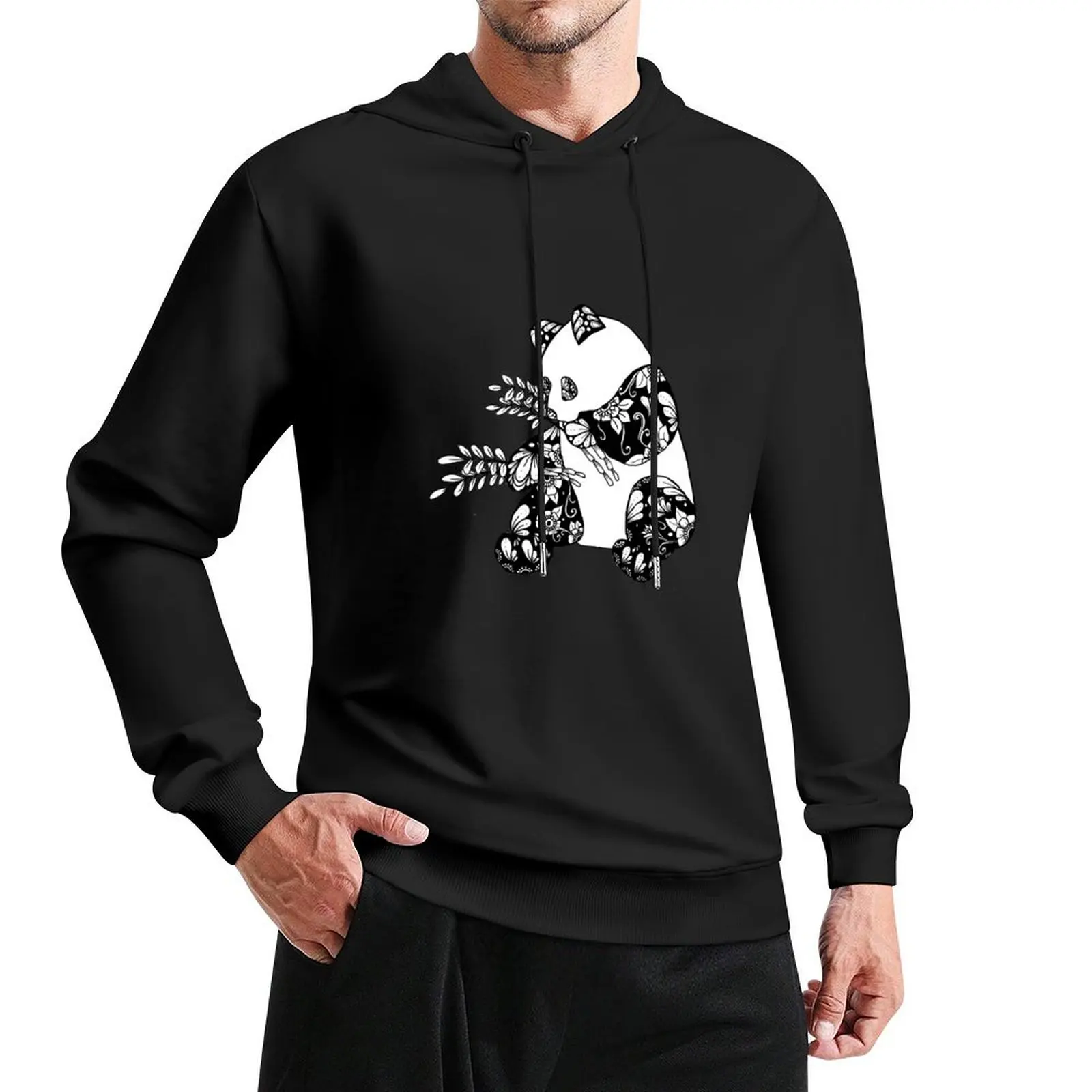 

Zentangle Panda eating Bamboo (v2) Pullover Hoodie hooded shirt streetwear men men's winter sweater men's hoodies