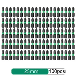 50/100 Uds. Juego de puntas de destornillador PH2 cabeza de lote de impacto cruzado magnético herramientas manuales de destornillador de alta dureza de acero de aleación 25/50mm