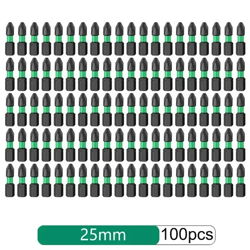 Conjunto de Bits de Chave de Fenda Ph2 50 100 Peças Cabeça de Lote de Impacto Cruzado Magnético Liga de Aço de Alta Dureza Ferramentas Manuais 25 50 mm