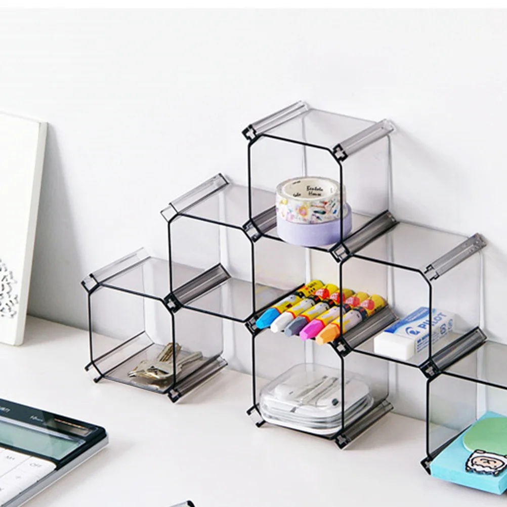 

6Pcs Underwear Storage Organizer Boxes Multifunctional Desk Holder Kitchen Storage Container Home Office Use Grey