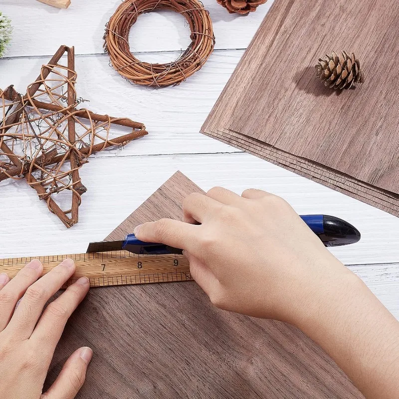 8 Sheets Walnut Wood Sheet 11.8x11.8inch Square Hardwood Veneer Boards for Wood Craft DIY Project 0.5mm Thin