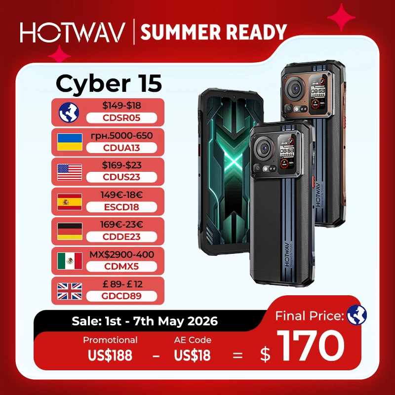 HOTWAV Cyber 15 Rugged Smartphones G99 Gaming Phones 200MP Outdoor Shooting Cellphones On Sale 6.6'' FHD+ 120Hz 12GB 256GB