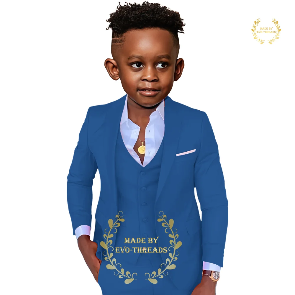 Khaki boy suit 3-piece jacket vest pants notch lapel slim fit custom kids tuxedo wedding birthday Thanksgiving dance party