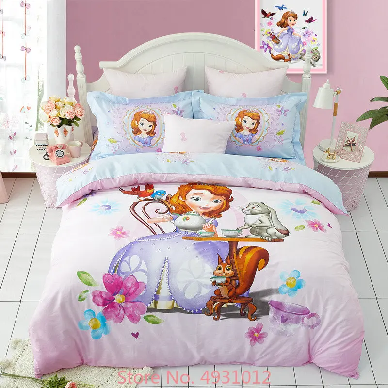 

Disney Cotton Bedding Set Sofia Princess Sophia Friends Baby Girls Boys Children Bedroom Decories Giift Duvet Cover Twin Full