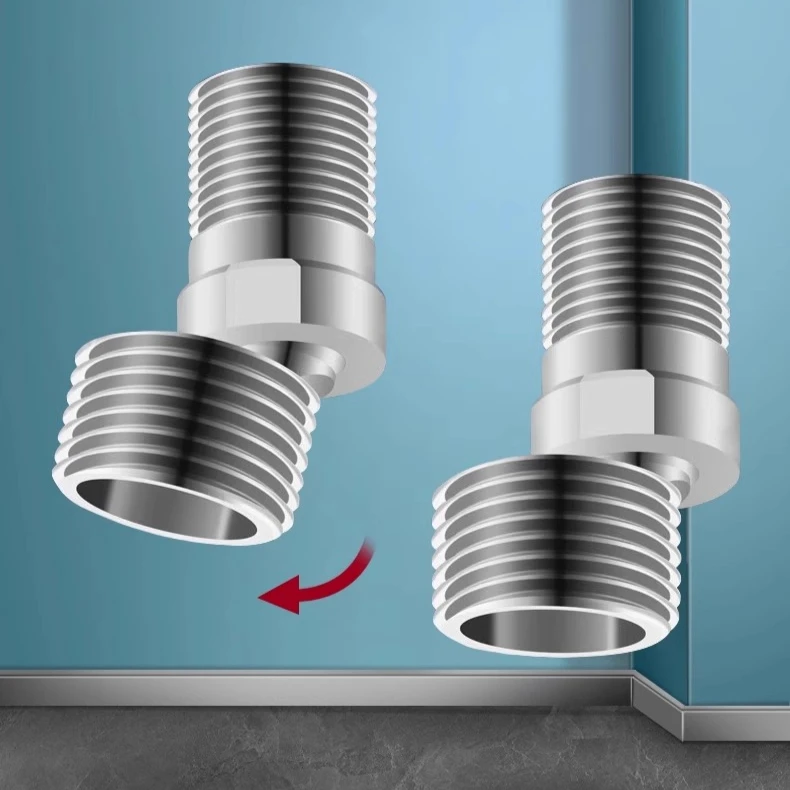 การปรับมุมเท้าโค้งสแตนเลส 360 °   อะแดปเตอร์ก๊อกน้ําฝักบัวติดผนังมุมสกรูประหลาดแบบหมุนได้