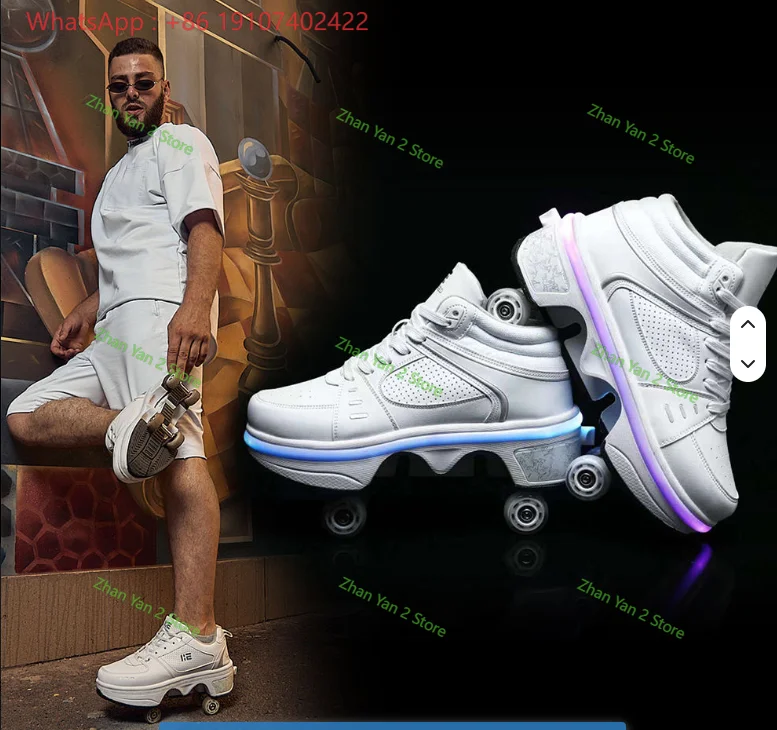 1pcs SeeMore Double Row Deformation Wheel Automatic Walking Shoes Invisible Roller Skates 2 in 1 Removable Pulley Skates