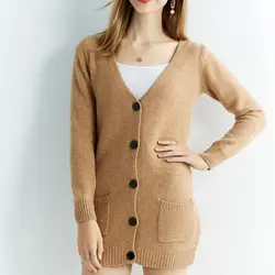 Suéteres de lana tejidos, cárdigan, suéter de Cachemira, abrigo para mujer, chaqueta gruesa de moda de lana merina de 100%, ropa de invierno y otoño, Top para mujer