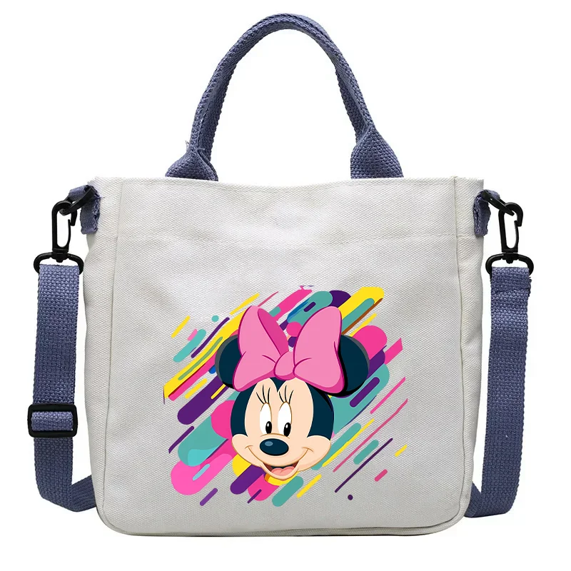 Disney Child\'s Canvas Bag Mickey Mouse Cartoon Printing Shoulder Bags Cute Boys Girls Handbag Large-capacity Shopping Bags Gifts