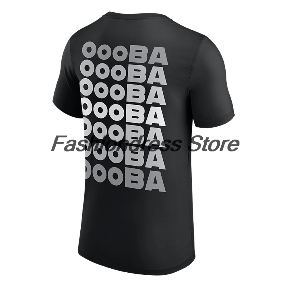 Men's Black Oba Femi Photo Entrance T-shirt Crewneck Short Sleeve Polyester Tee Women Outdoor Streetwear Tops