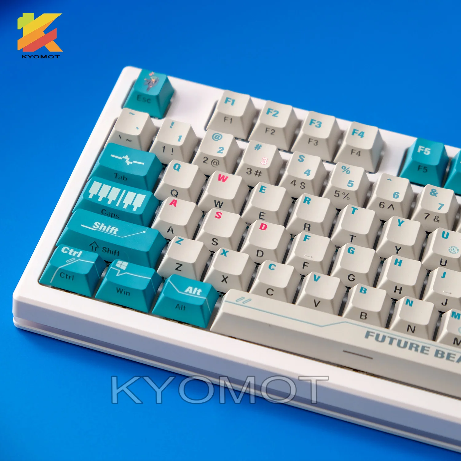 

135 Keys Hatsune Miku Theme PBT Double Shot Keycaps Side Print Shine Through Cherry Profile Keycaps for DIY Mechanical Keyboard
