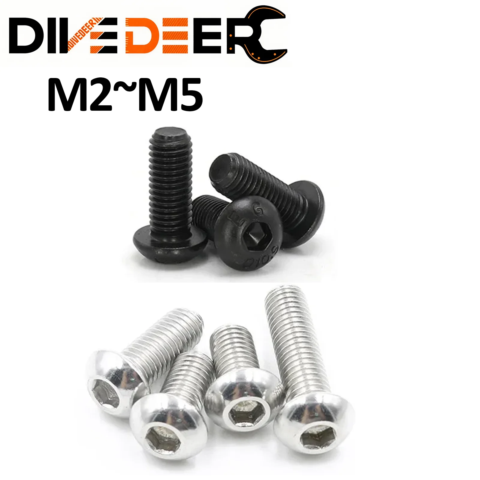 ISO7380 Hex Screw M2 M2.5 M3 M4 M5 Black Button Head Hex Socket Cap Screw Hexagon Socket Round Head Screws