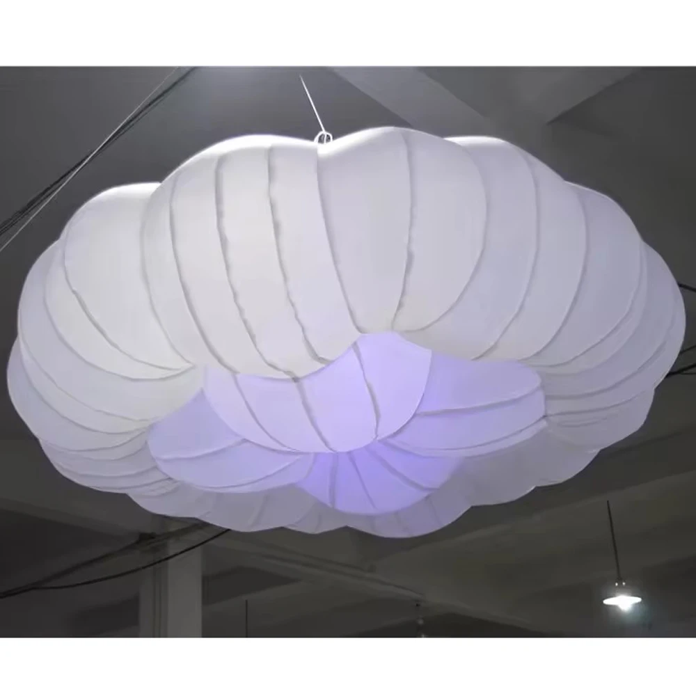 2024 Round Ceiling Inflatable Cloud Balloon With Led Lights Blow Up Inflatable Hanging Cloud For Party Music Stage Decoration