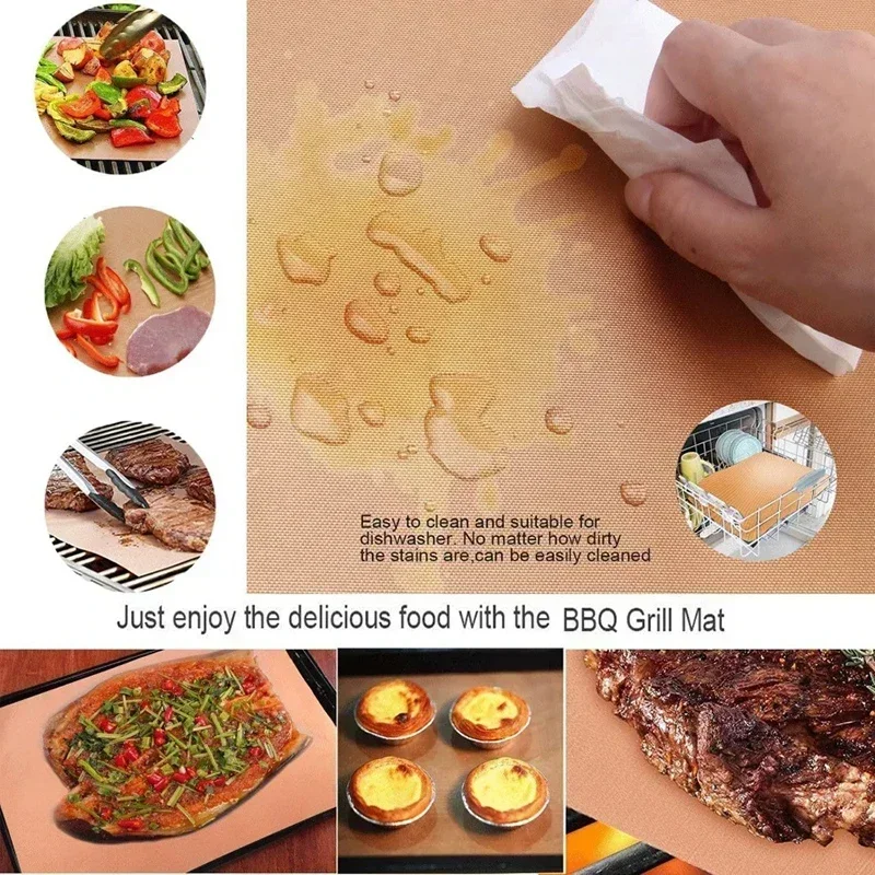 6/7/8/9/10/50pcs Kithchen Bakeware Oil-proof Paper Reusable Resistant Pastry Oven Baking Mat Sheet Non-stick Oilpaper BBQ Tools