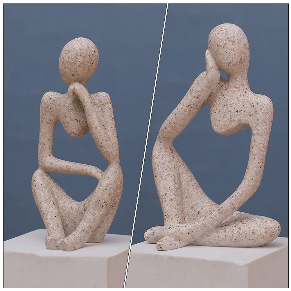 

3Pcs Thinker Statue Person Ornament Abstract Modern Style Home Decor Living Room Office Desk Decoration Bookshelf Accent