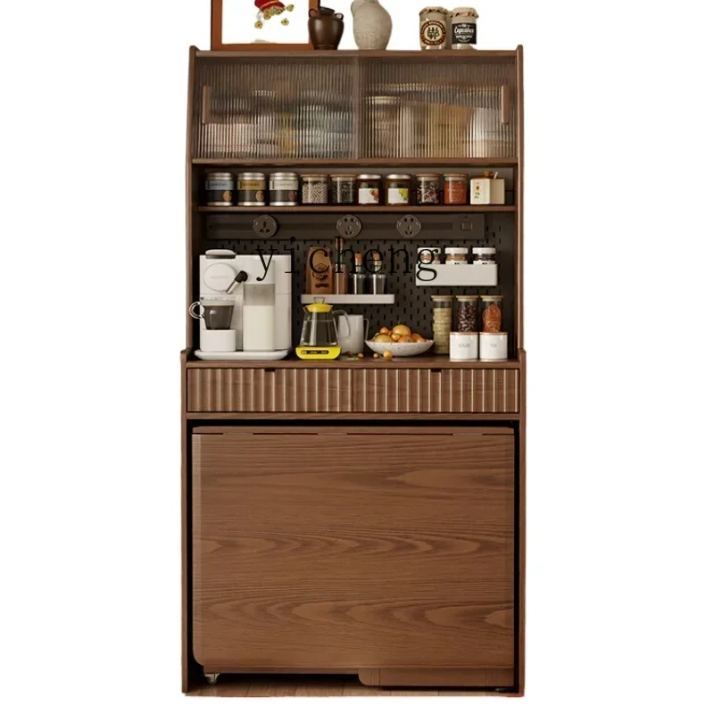 

solid wood dining side cabinet dining table household small apartment wall storage foldable dining table